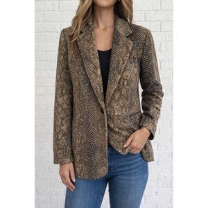 Harve Benard Blazer Women 14 Brown Mob Wife Snakeskin Animal Print Jacket